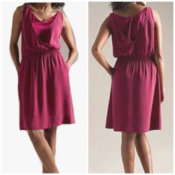 Eileen Fisher silk Georgette crepe dress in red size XS - Picture 1 of 12